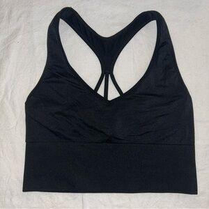 PINK Victoria's Secret Black L Seamless Lined Scoop longline Sport Bralette